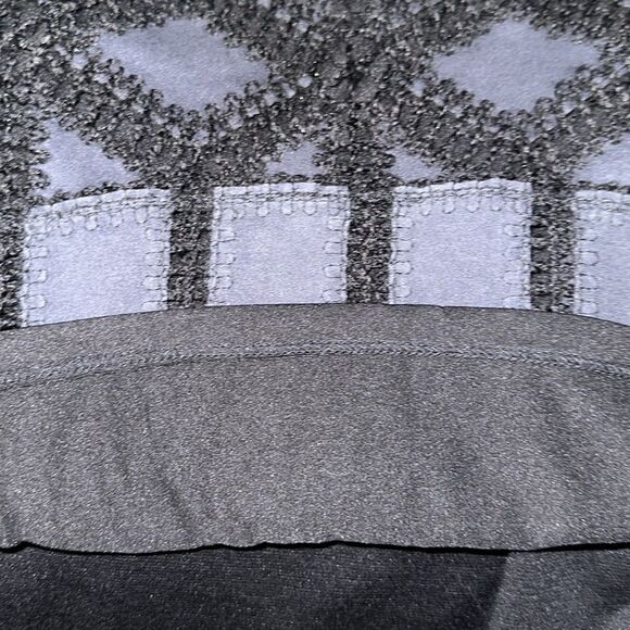 H&M S Navy Faux Suede Crochet Patchwork Black Knit Back Pencil Skirt - Picture 9 of 9